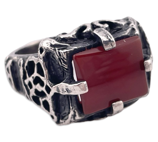 size 9.75 sterling silver carnelian prong setting ring