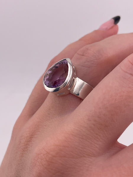 size 7 sterling silver faceted amethyst ring
