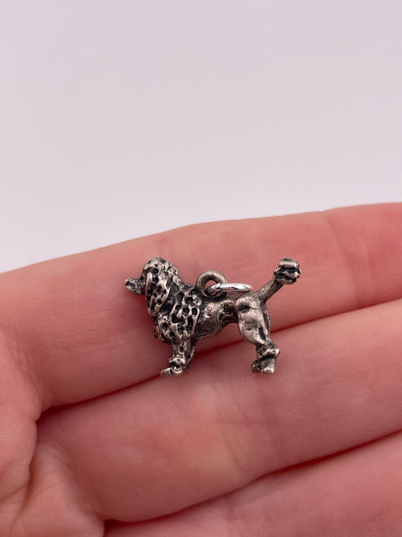 sterling silver solid 3D poodle dog charm pendant