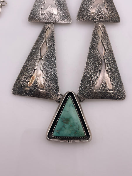 sterling silver Clem Nalwood turquoise triangle necklace