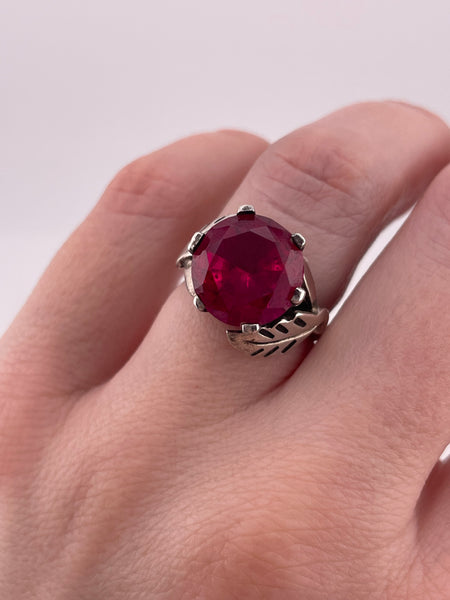 size 6.25 sterling silver faceted lab sapphire ring