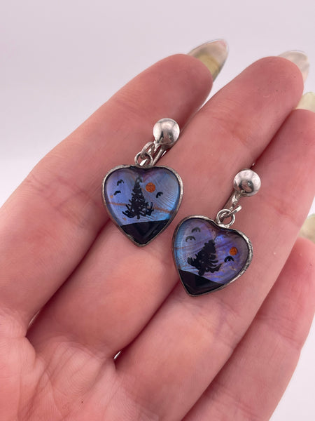 sterling silver component butterfly wing heart screw-back earrings ***hearts not silver***
