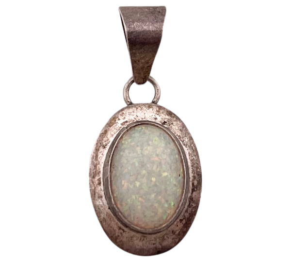 sterling silver synthetic opal pendant