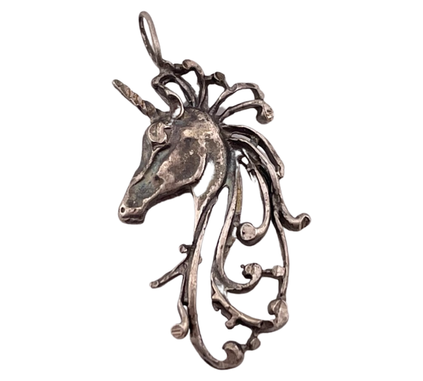 sterling silver unicorn side profile pendant