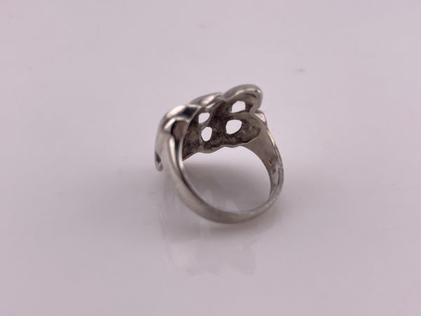 size 5.75 sterling silver stoneless abstract textured cut-out ring