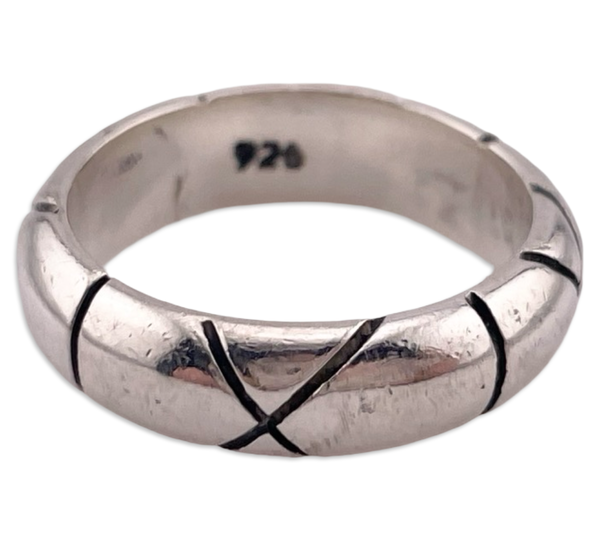 size 7 sterling silver Mexican chunky X band ring