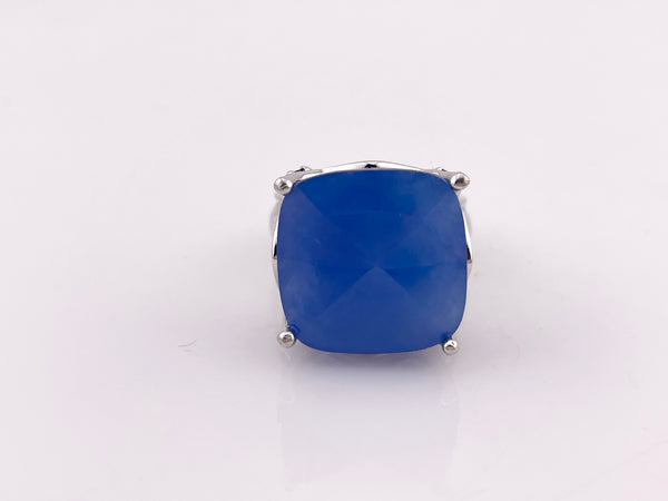 size 9 sterling silver blue gemstone spinel ring