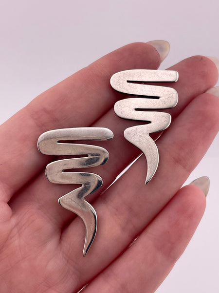 sterling silver Mexican zig-zag squiggle post earrings