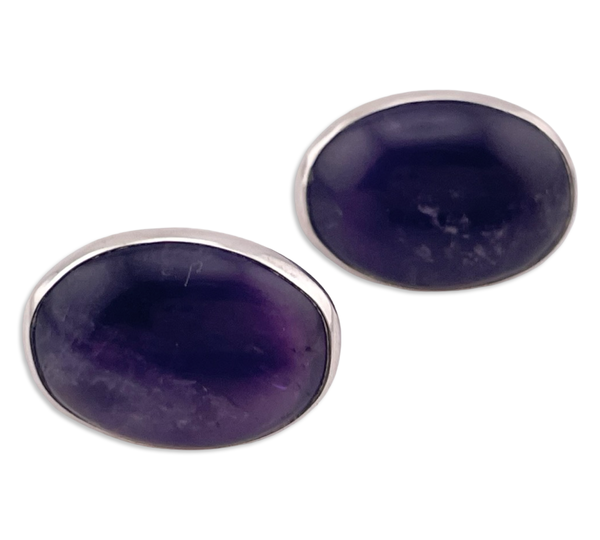 sterling silver J.P. Reardon oval amethyst post earrings