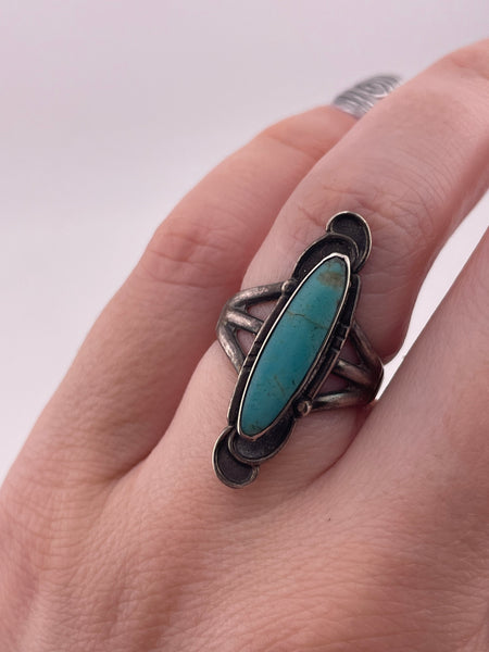 size 6.25 sterling silver turquoise ring ***Cracked Stone***