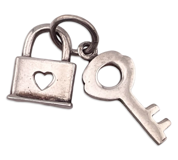 sterling silver key heart padlock pendant