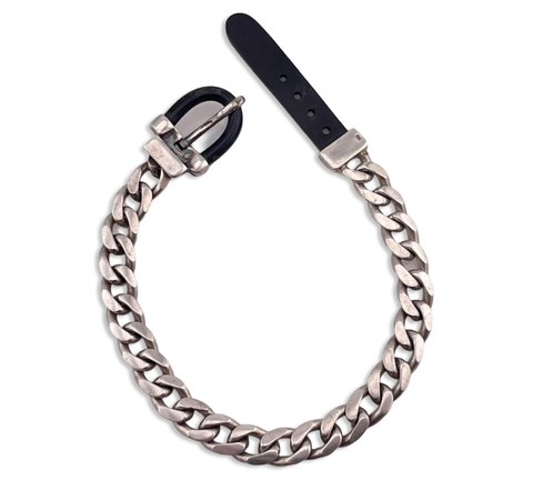 sterling silver 7-1/2" - 8-1/8" chain link rubber component bracelet