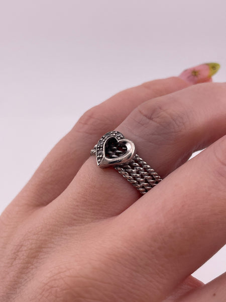size 7 sterling silver rhinestone heart ring