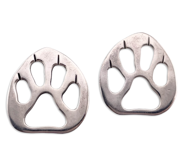 sterling silver paw print cut-out post earrings