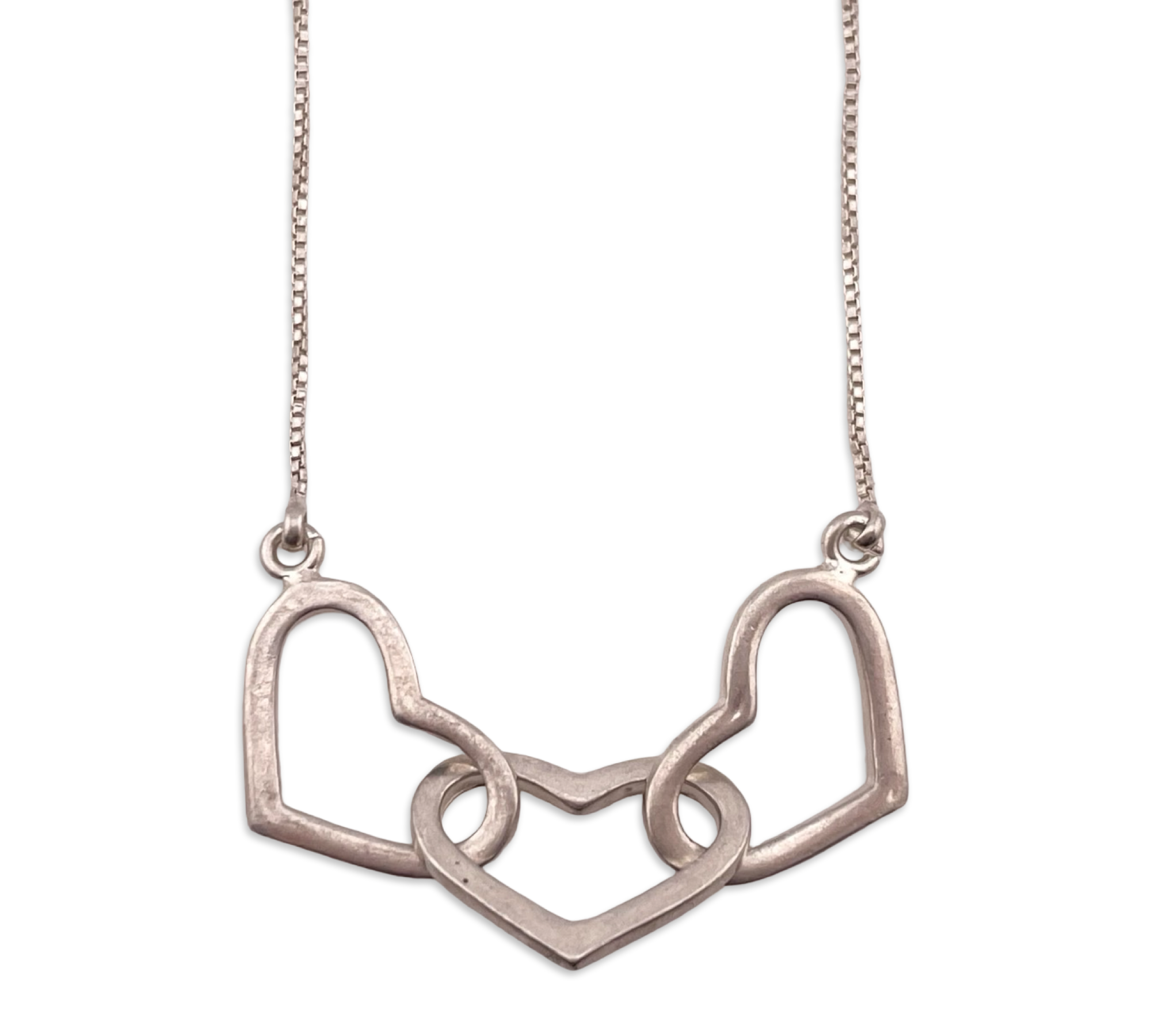 sterling silver 17" triple heart necklace