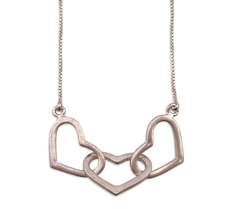 sterling silver 17" triple heart necklace