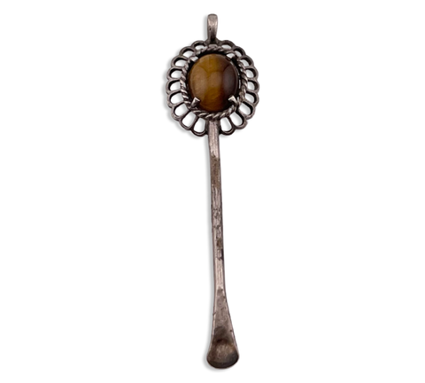 sterling silver tiger's eye spoon pendant