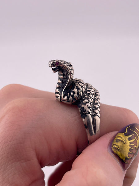 size 14 sterling silver high profile cobra snake ring