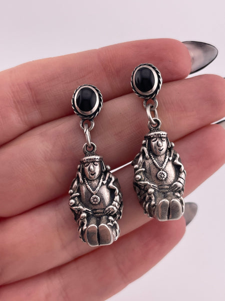 sterling silver story teller post dangle earrings