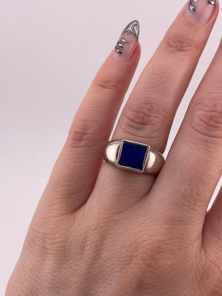 size 7 sterling silver lapis square ring