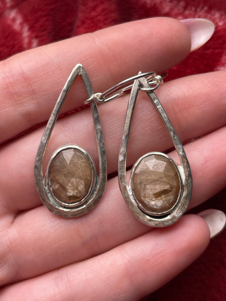 sterling silver faceted quartz dangle earrings