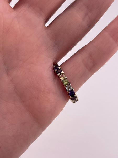 size 6 sterling silver gold plated multi-gemstone band ring