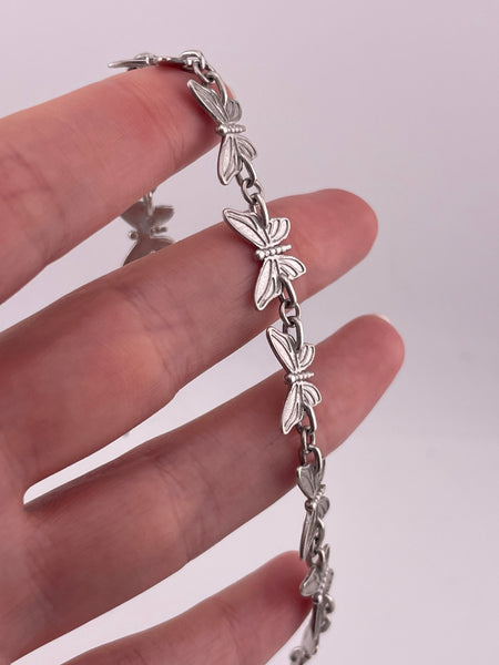 sterling silver butterfly link bracelet