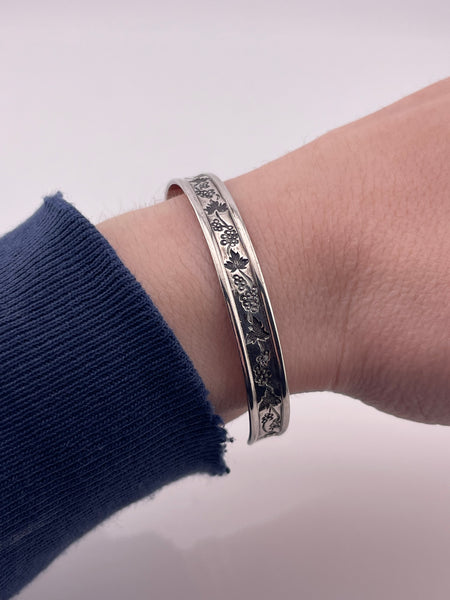 sterling silver Ed Levin grape leaf cuff bracelet