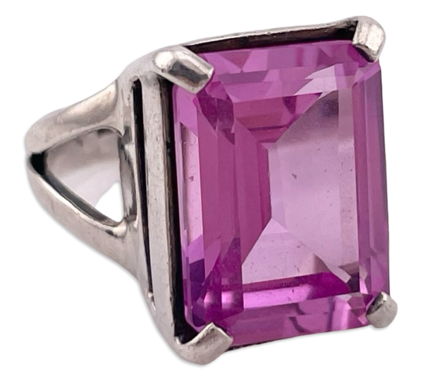 size 6.25 sterling silver faceted lab ruby ring