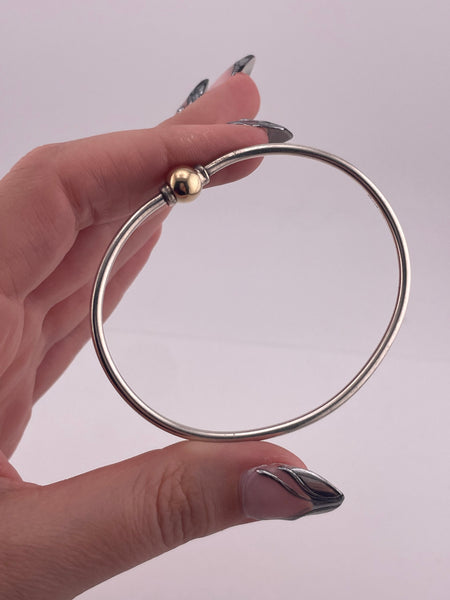 sterling silver 6-7/8" Cape Cod style 14k gold bangle bracelet