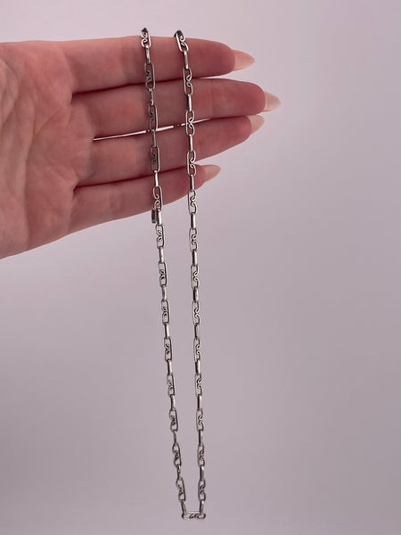 sterling silver 22" handmade Mexican scroll chain link necklace