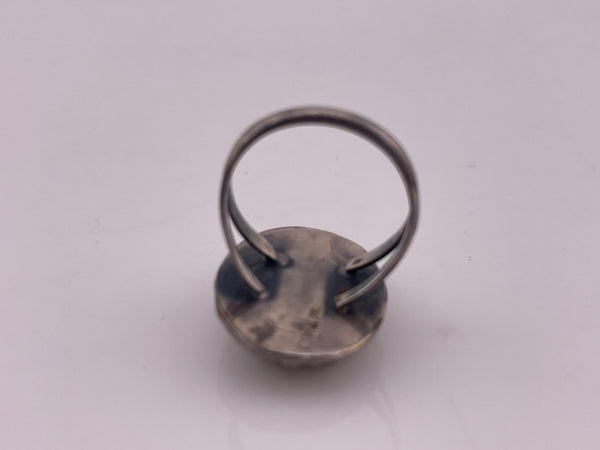 size 8.25 sterling silver turquoise stamped shadowbox ring