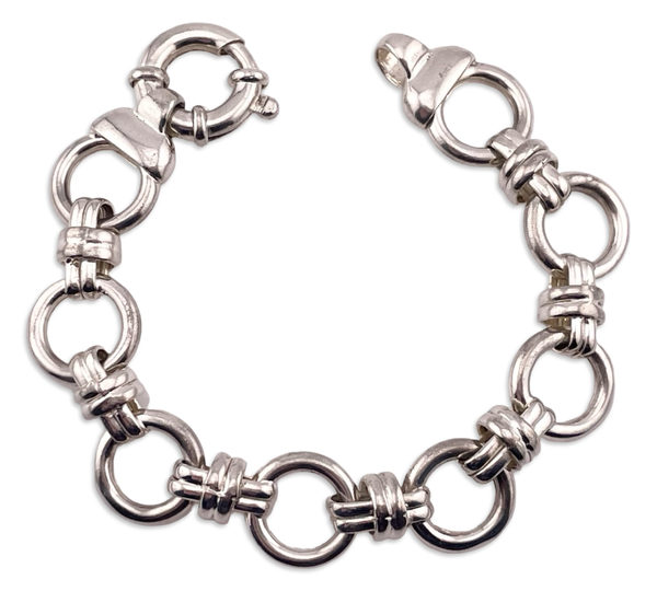 sterling silver Italian chunky circle chain link bracelet