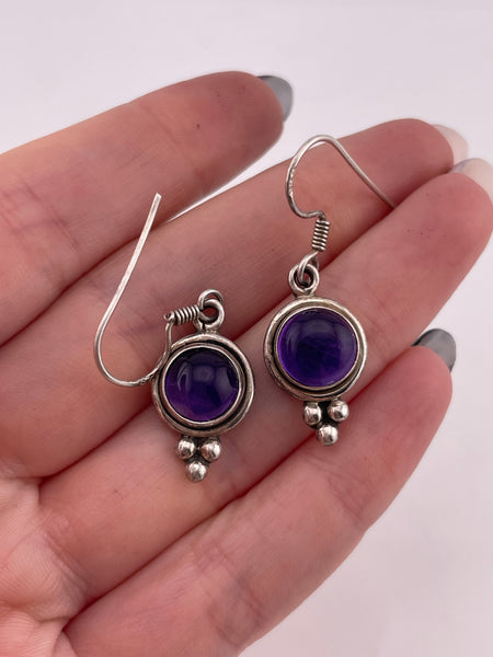 sterling silver amethyst hook dangle earrings
