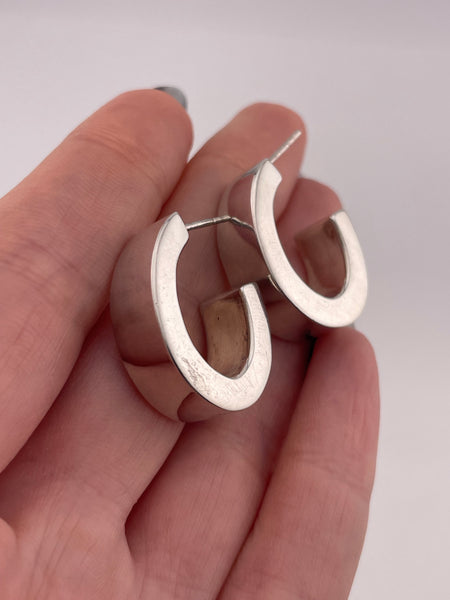 sterling silver chunky hoop post earrings