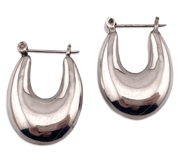 sterling silver puffy oblong hoop earrings