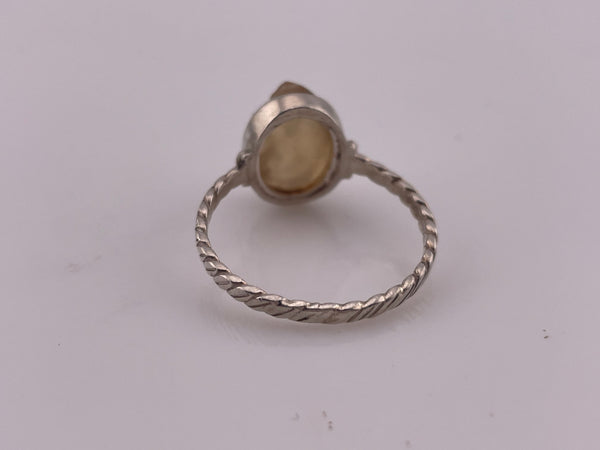 size 13 sterling silver raw citrine design on band ring