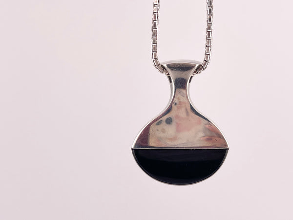 sterling silver Neils Erik From Denmark modernist onyx necklace