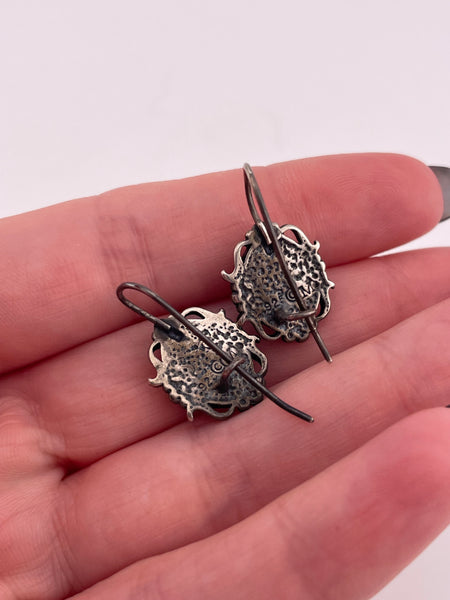 sterling silver leopard jasper hook earrings