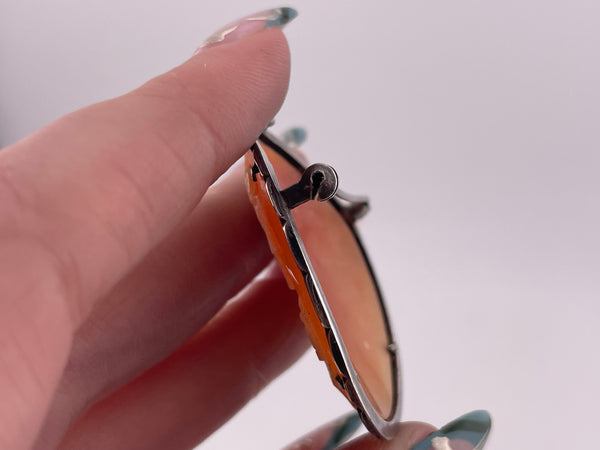 800 silver marcasite carved shell cameo brooch / pendant **AS IS**