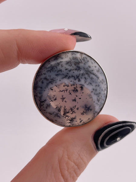 size 10.5 sterling silver dendritic opal ring