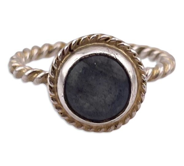 size 6.5 sterling silver round labradorite cable band ring ***AS IS***