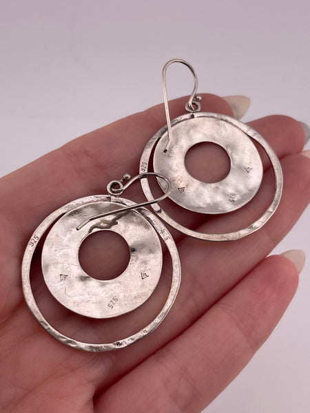 sterling silver Silpada stoneless hammered circle dangle earrings