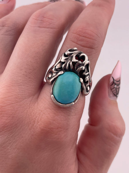 size 8.75 sterling silver Mexican stabilized turquoise ring