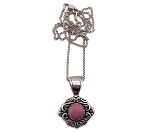 sterling silver rhodonite pendant necklace