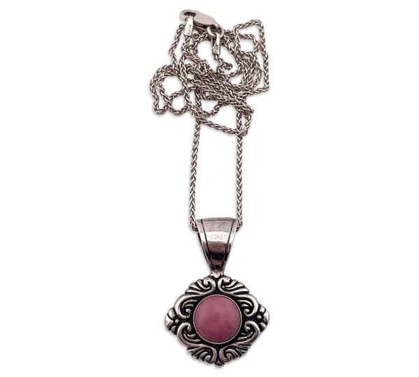 sterling silver rhodonite pendant necklace