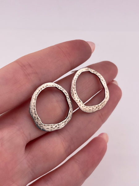 sterling silver Silpada organic hammered circle post earrings