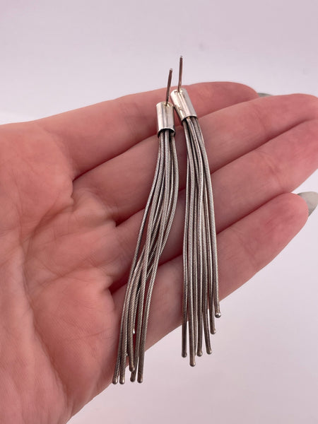 sterling silver tassel post earrings