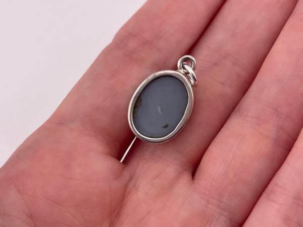 sterling silver gray oval druzy doublet pendant