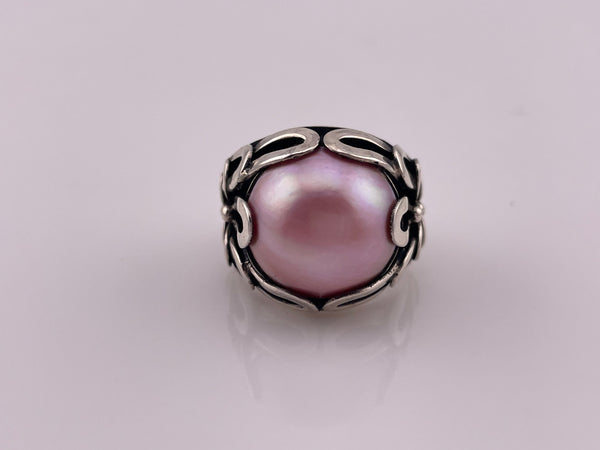 size 7 sterling silver faux pink pearl ring